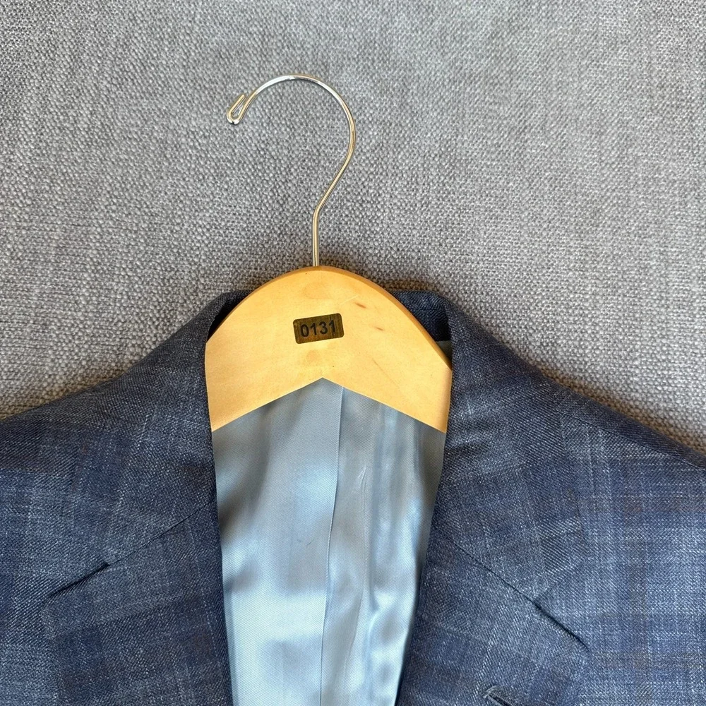 Malibu Clothes Prossimo Loro Piana Blazer Jacket Mens 40R Blue Plaid Wool Blend
